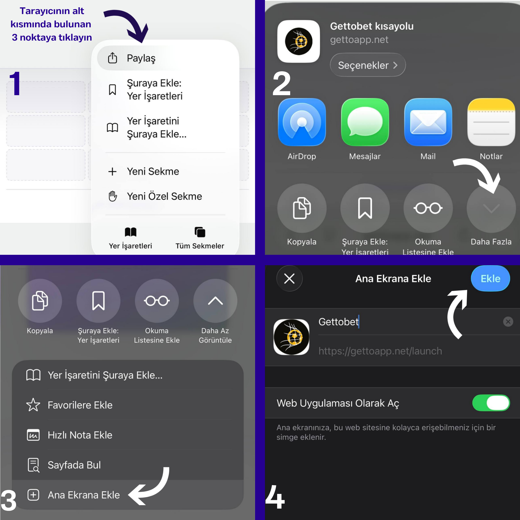 iOS ana ekrana ekleme adımları